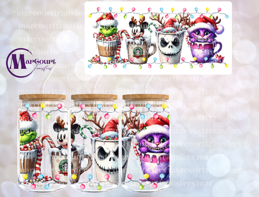 CHRISTMAS CHARACTER DRINKS 1-16 0Z-UV DTF CUP WRAP