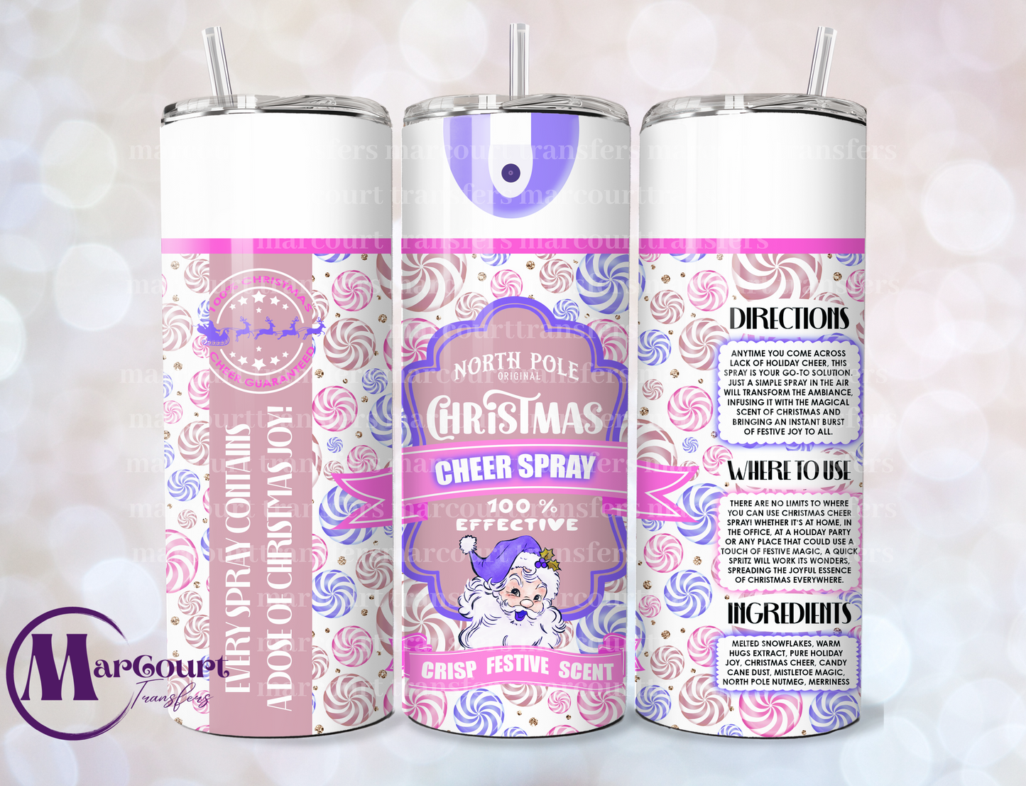 CHRISTMAS CHEER SPRAY CRISP FESTIVE SCENT-SKINNY TUMBLER TRANSFER