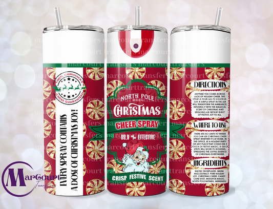 CHRISTMAS CHEER SPRAY RED AND GOLD-SKINNY TUMBLER TRANSFER