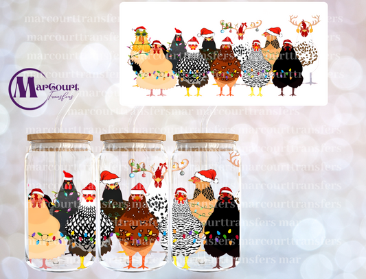 CHRISTMAS CHICKENS-16 0Z-UV DTF CUP WRAP