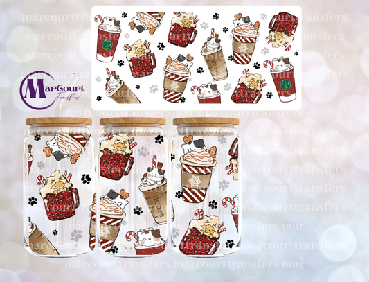 CHRISTMAS COFFEE CATS-16 0Z-UV DTF CUP WRAP