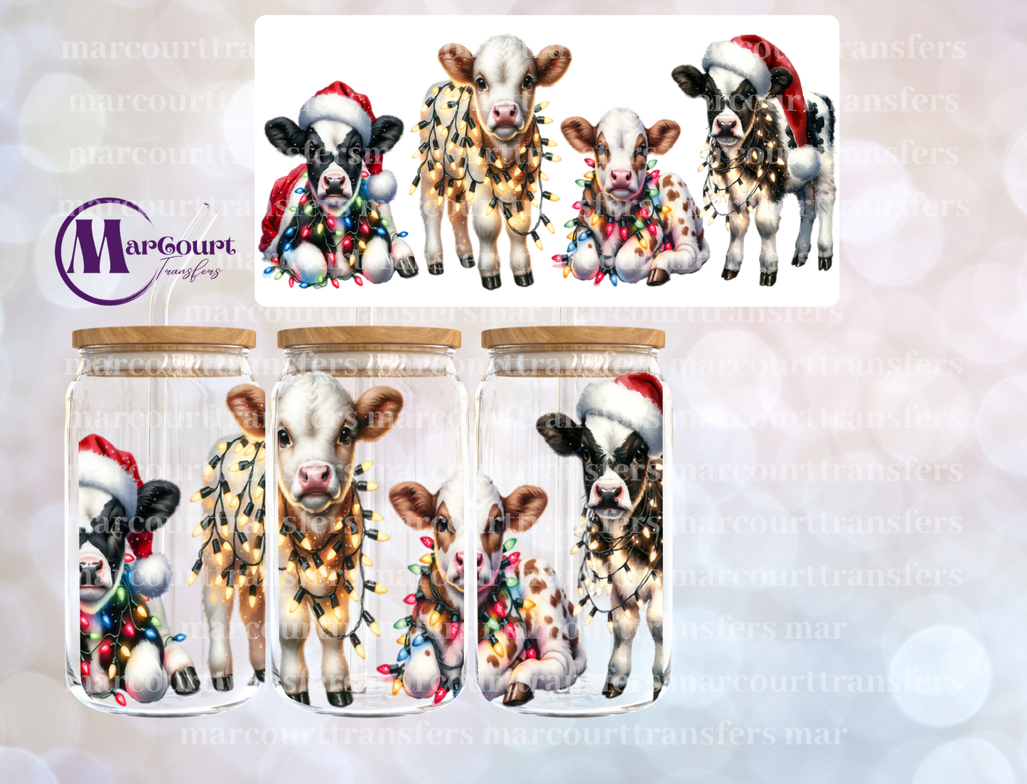 CHRISTMAS COWS-16 0Z-UV DTF CUP WRAP