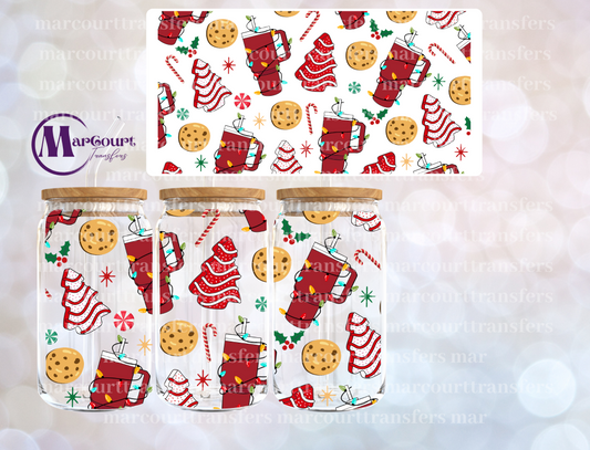 CHRISTMAS CUPS AND SNACK CAKES-16 0Z-UV DTF CUP WRAP