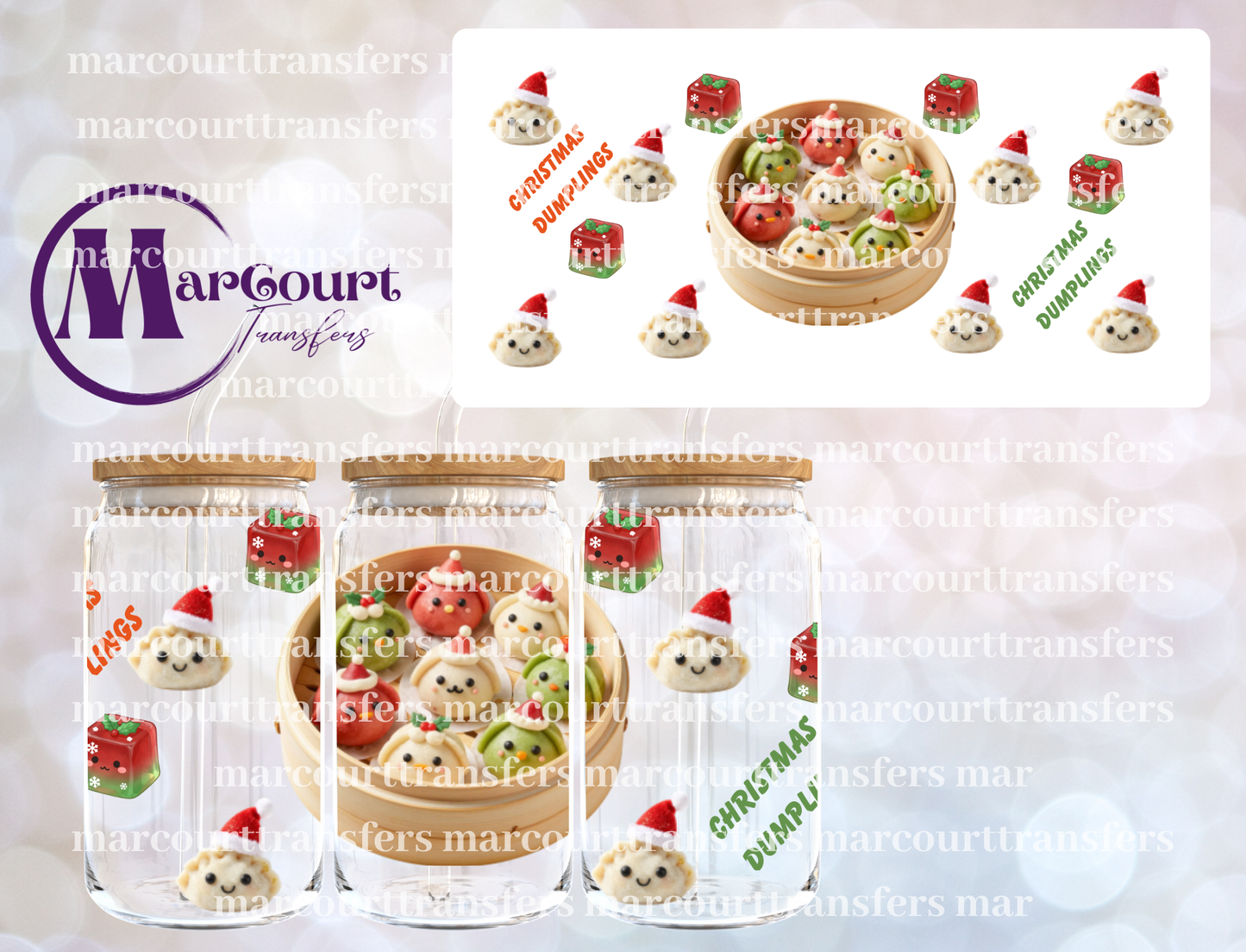 CHRISTMAS DUMPLINGS-16 0Z-UV DTF CUP WRAP