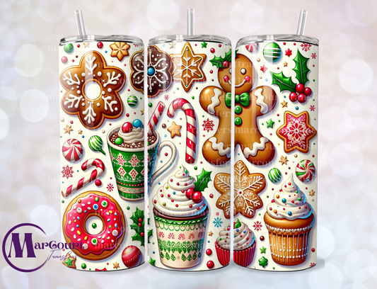 CHRISTMAS GINGERBREAD MAN-SKINNY TUMBLER TRANSFER