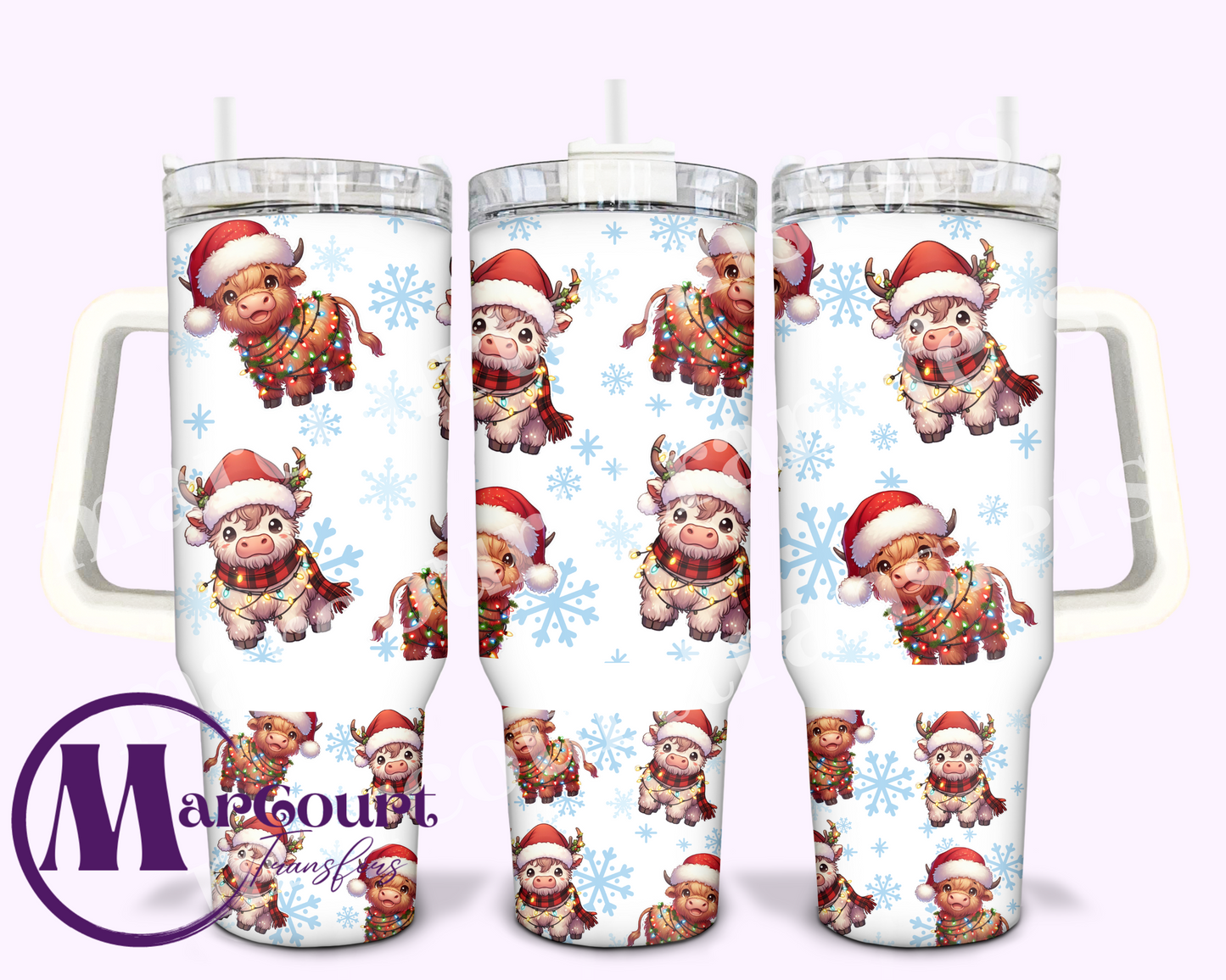 CHRISTMAS HIGHLAND COW 40-40 0Z-UV DTF CUP WRAP