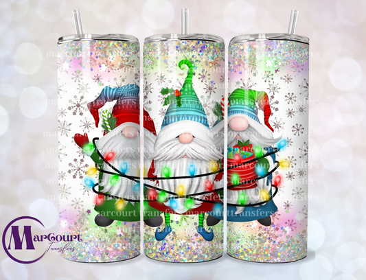 CHRISTMAS LIGHTS GNOMES-SKINNY TUMBLER TRANSFER