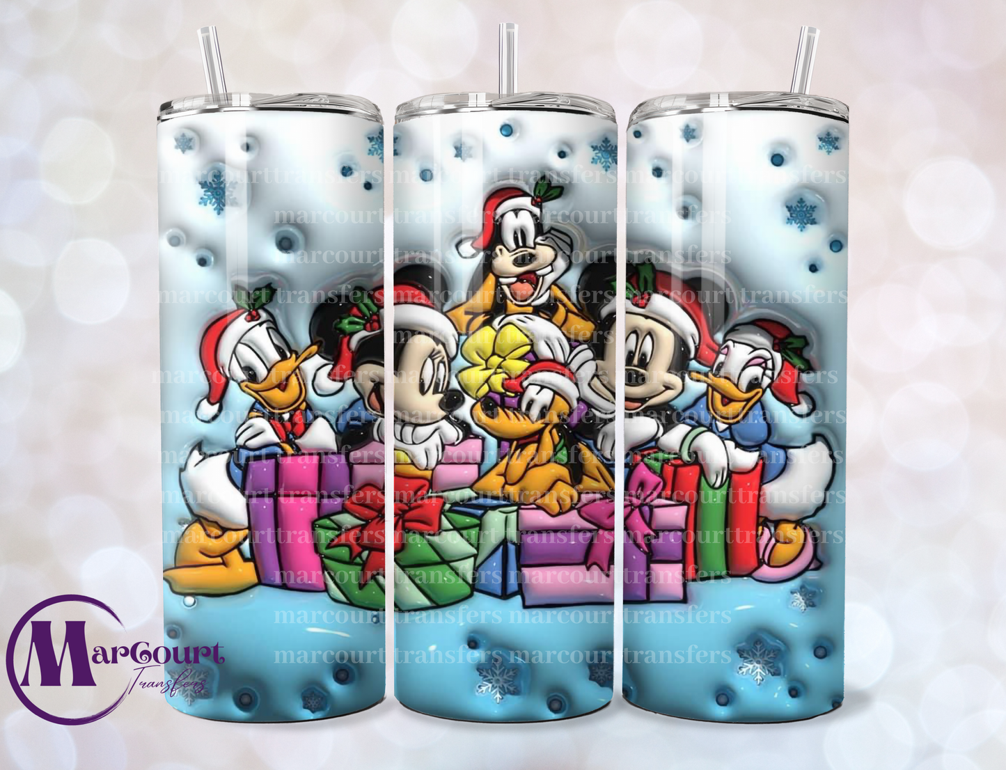 CHRISTMAS MOUSE GANG-SKINNY TUMBLER TRANSFER