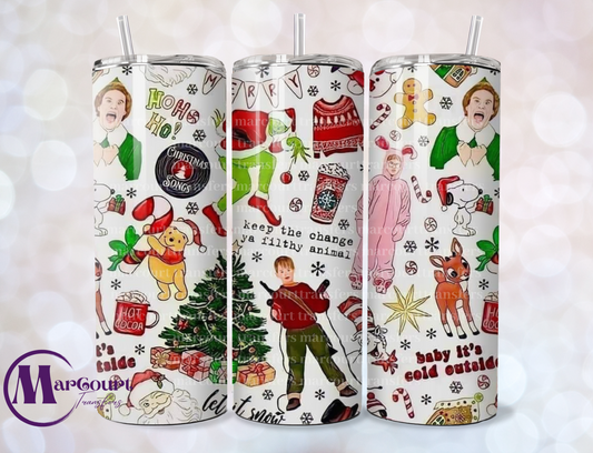 CHRISTMAS MOVIE CHARACTERS-SKINNY TUMBLER TRANSFER