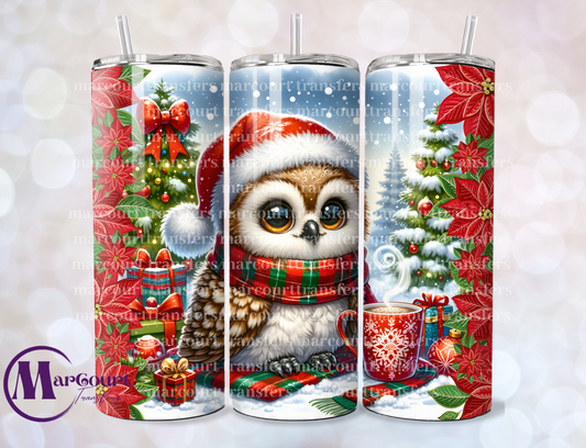 CHRISTMAS OWL-SKINNY TUMBLER TRANSFER