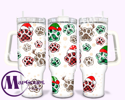 CHRISTMAS PAWS-40 0Z-SUBLIMATION TUMBLER TRANSFER