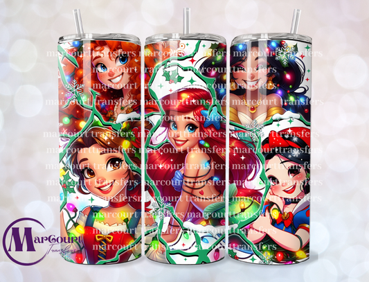 CHRISTMAS PRINCESSES-20-SKINNY TUMBLER TRANSFER (SUBLIMATION)