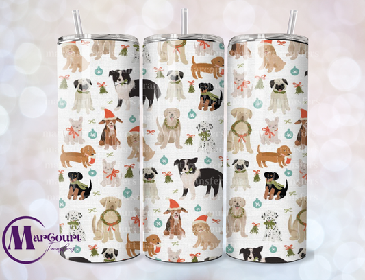 CHRISTMAS PUPPIES-SKINNY TUMBLER TRANSFER