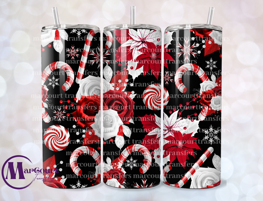 CHRISTMAS ROSE CANDY 20-SKINNY TUMBLER TRANSFER