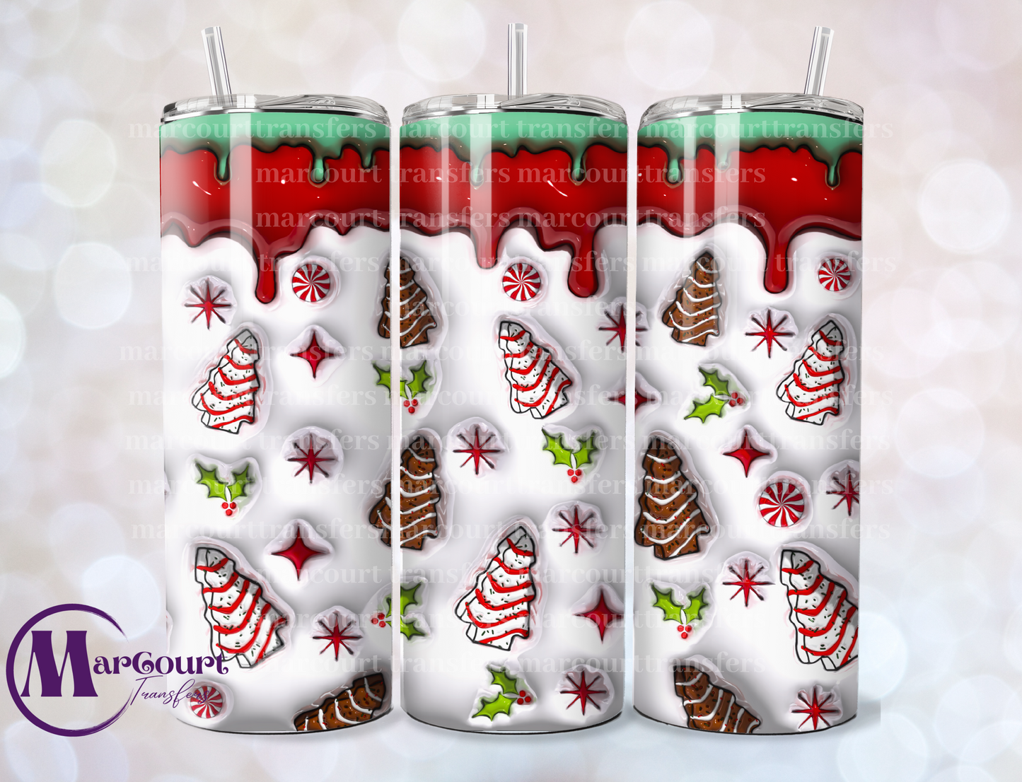 CHRISTMAS TREE SNACK CAKES 1-SKINNY TUMBLER TRANSFER