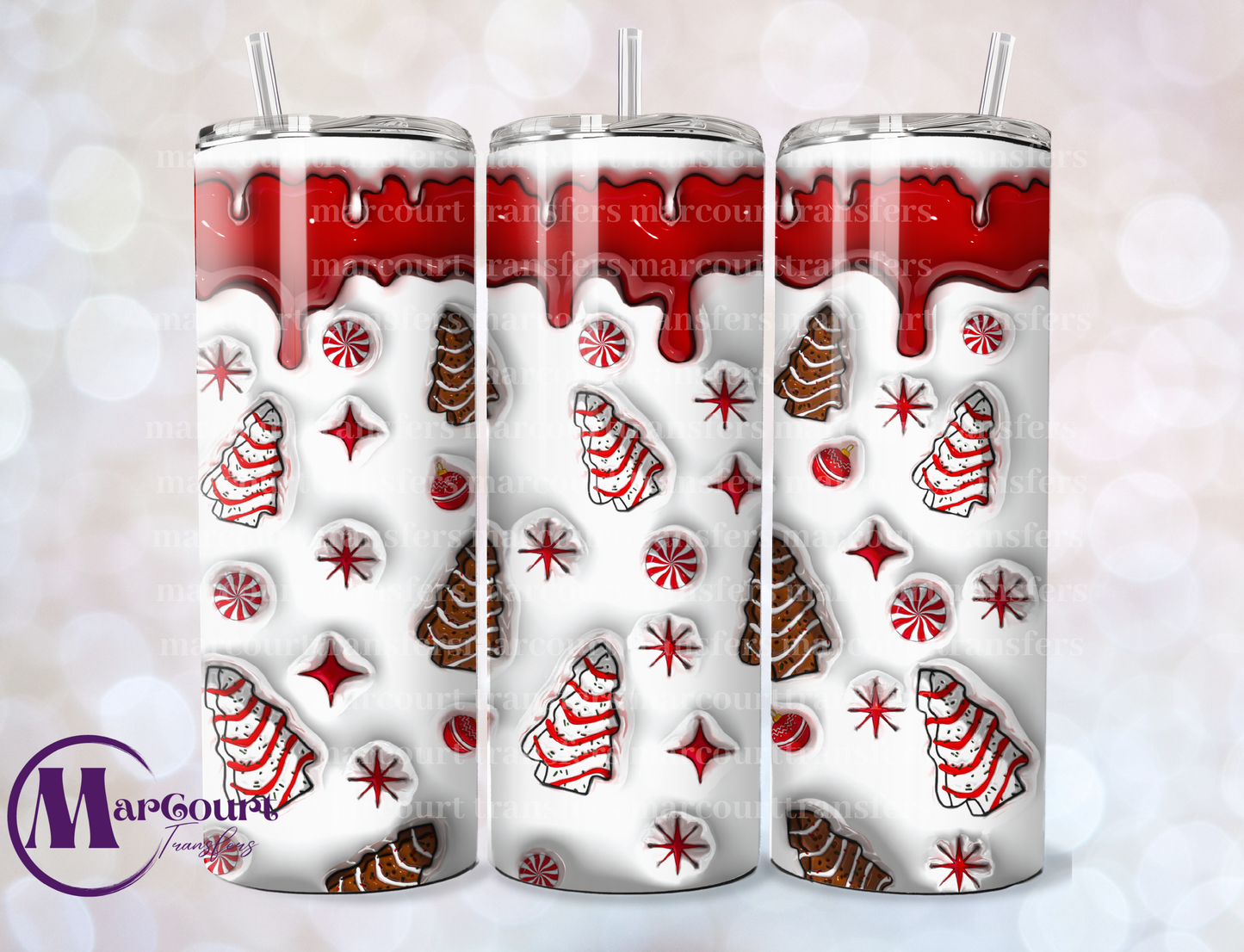 CHRISTMAS TREE SNACK CAKES 2-SKINNY TUMBLER TRANSFER