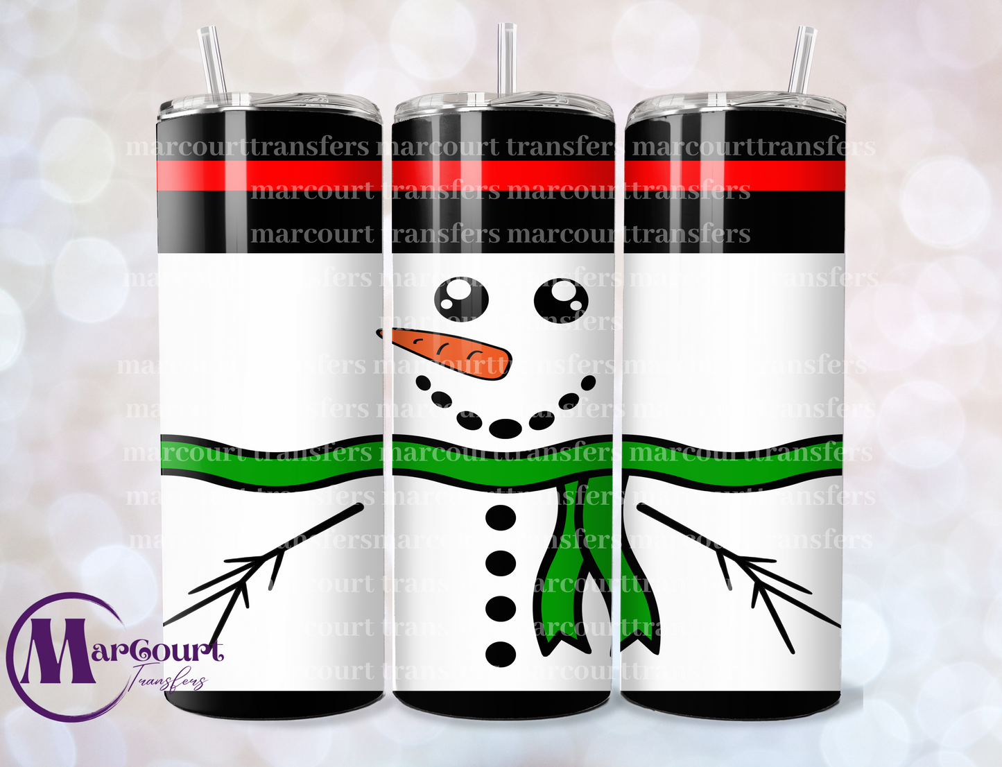 CHRISTMAS SNOWMAN 20-SKINNY TUMBLER TRANSFER