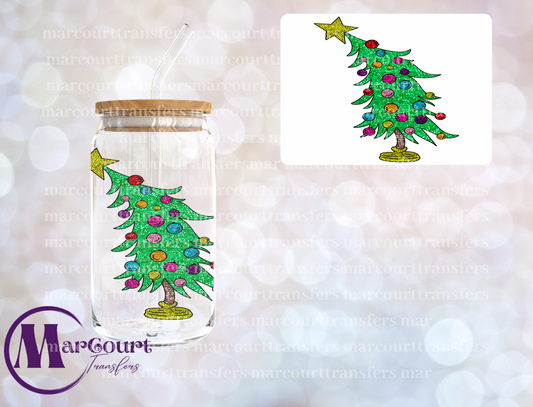 CHRISTMAS TREE FAUX GLITTER-UV DTF CUP WRAP