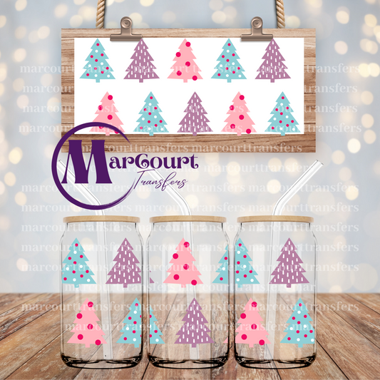 CHRISTMAS TREES POLKA DOTS-16 0Z-UV DTF CUP WRAP