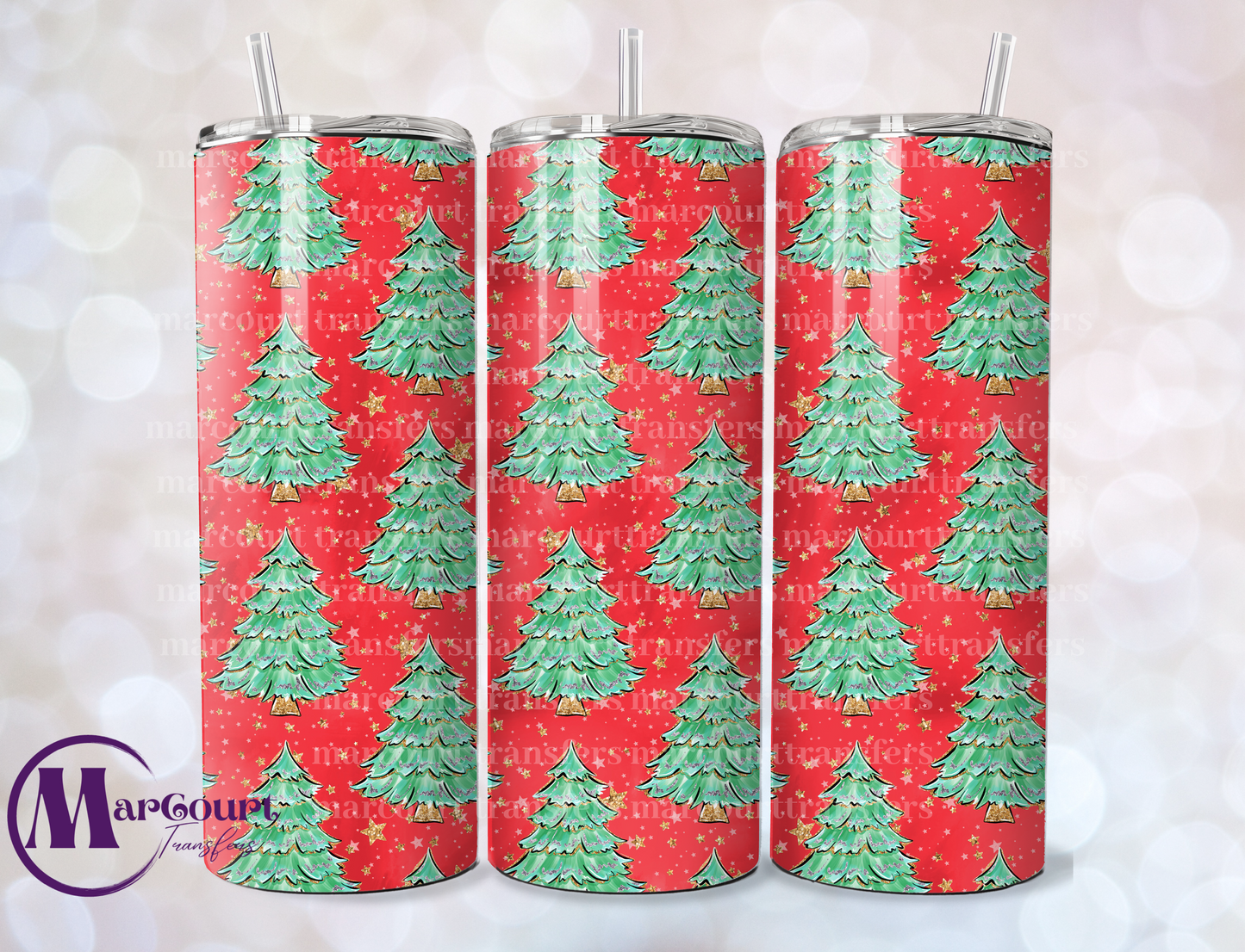 CHRISTMAS TREES-SKINNY TUMBLER TRANSFER