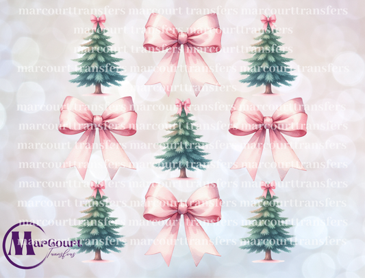 CHRISTMAS TREES AND BOWS PINK ELEMENTS