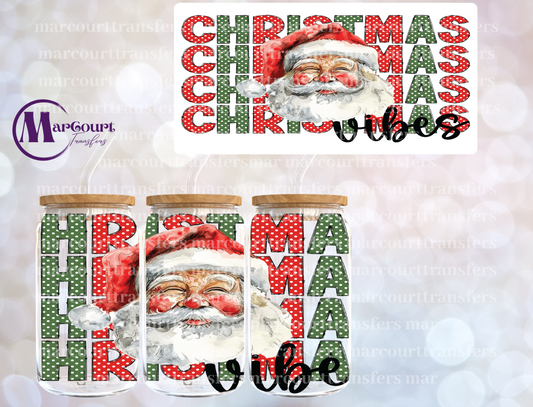 CHRISTMAS VIBES VINTAGE SANTA-16 0Z-UV DTF CUP WRAP