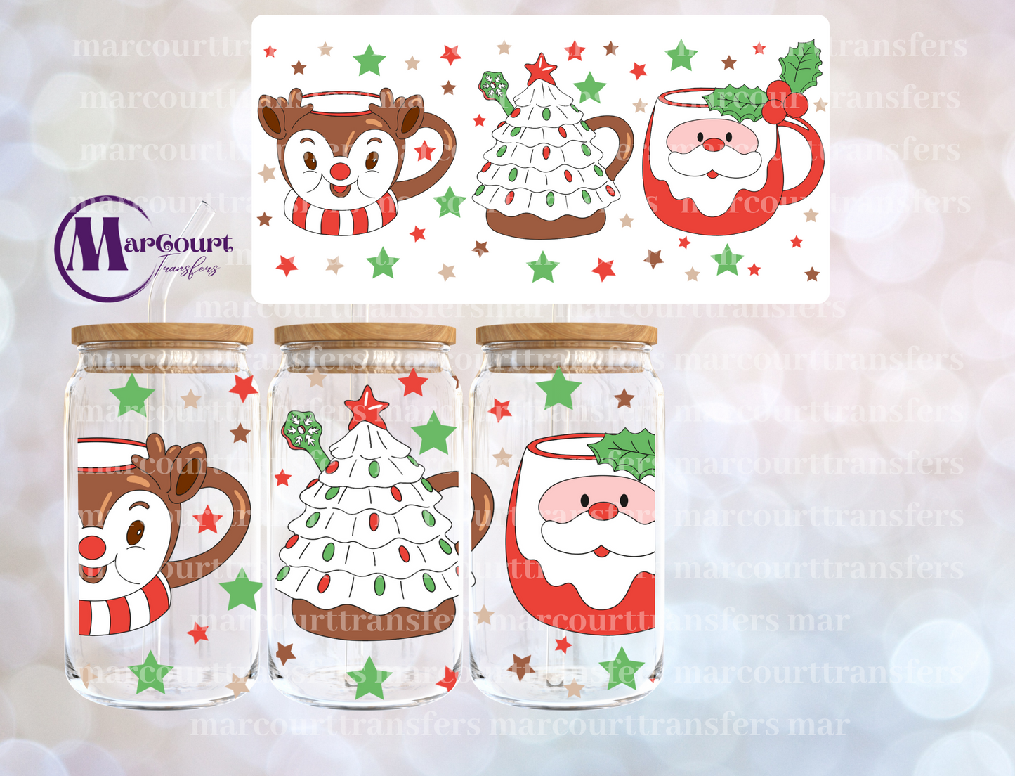 CHRISTMAS CUPS 2-16 0Z-UV DTF CUP WRAP