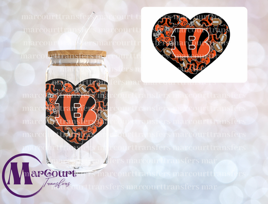 CINCINNATI BENGALS HEART DECAL-UV DTF CUP WRAP