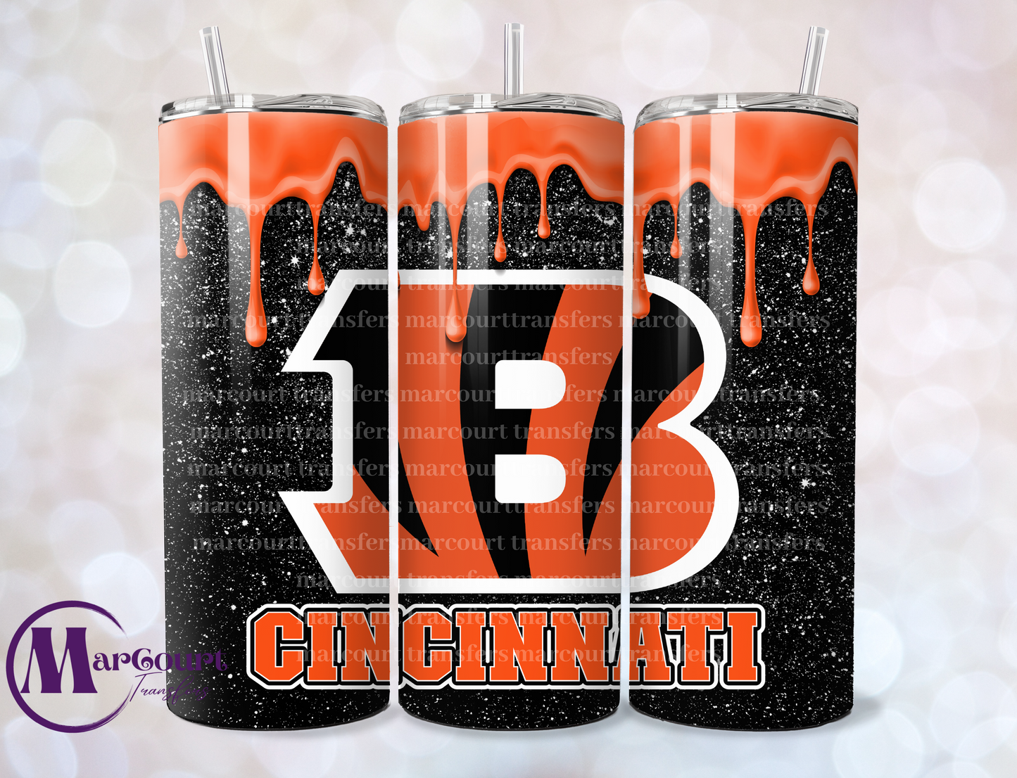 CINCINNATI BENGALS DRIP-20-SKINNY SUBLIMATION TUMBLER TRANSFER