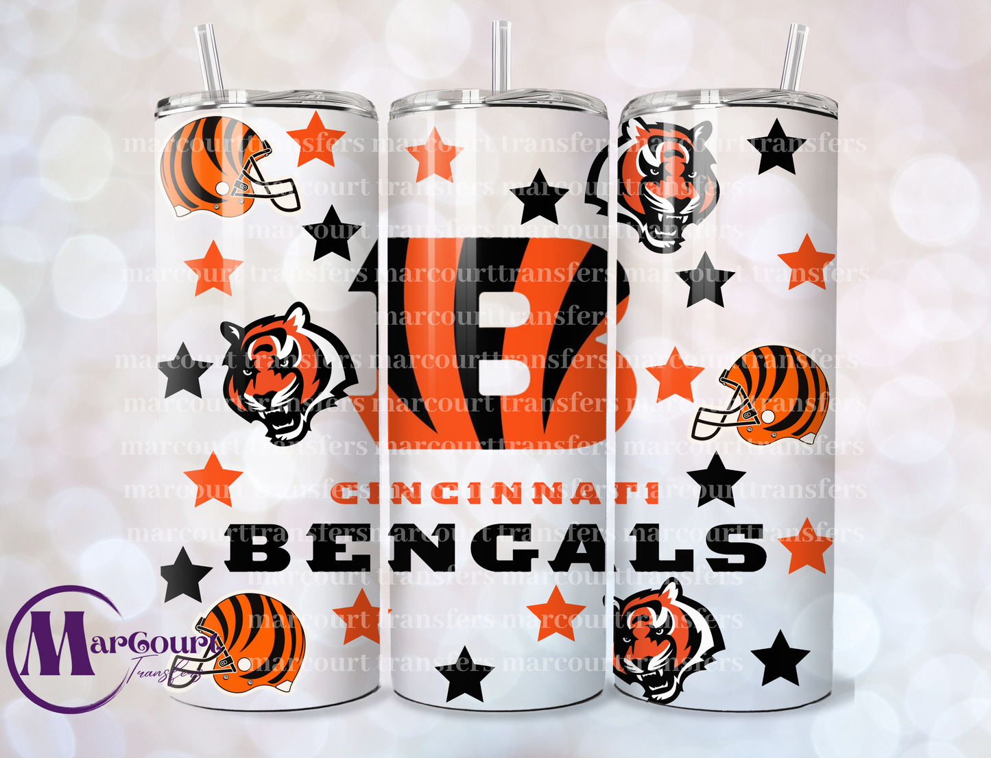 CINCINNATI BENGALS-20-SKINNY SUBLIMATION TUMBLER TRANSFER