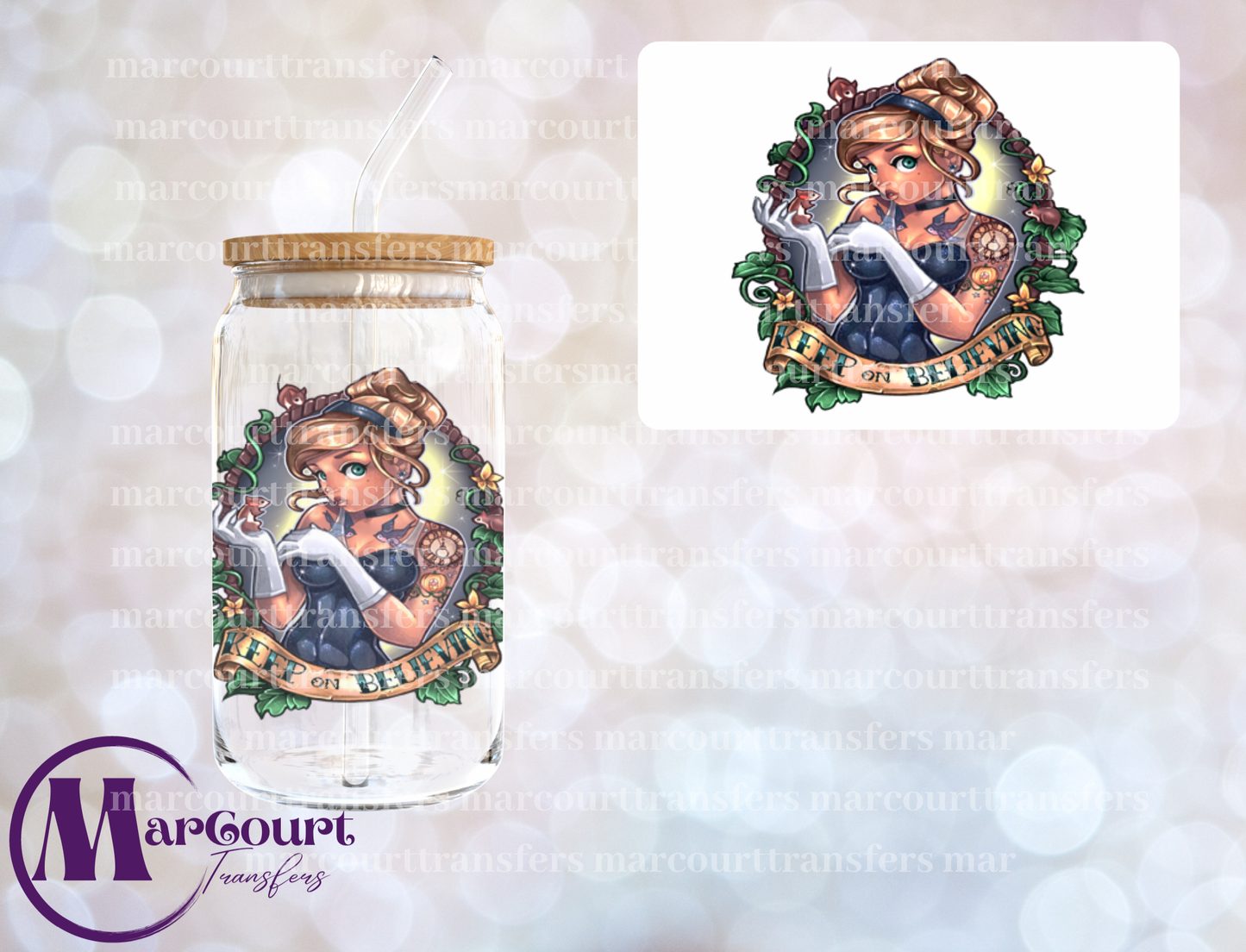 CINDERELLA TATTOO-DECAL-UV DTF CUP WRAP