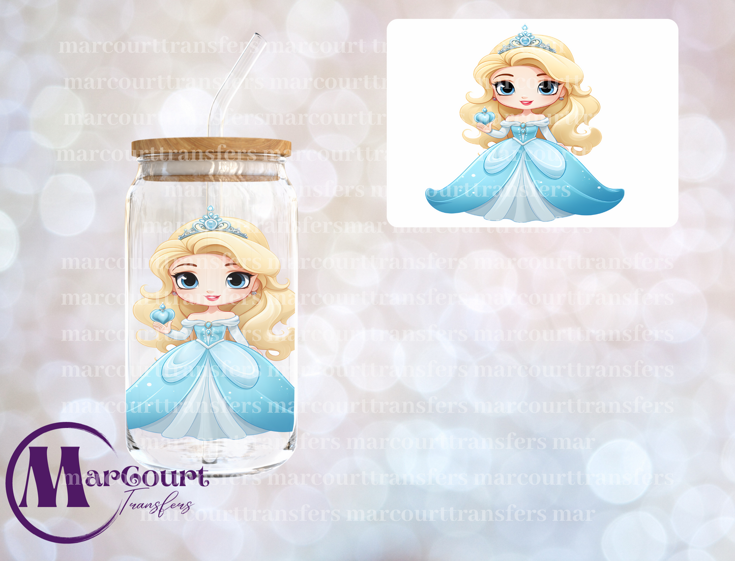 CINDERELLA GIRL DECAL-UV DTF CUP WRAP