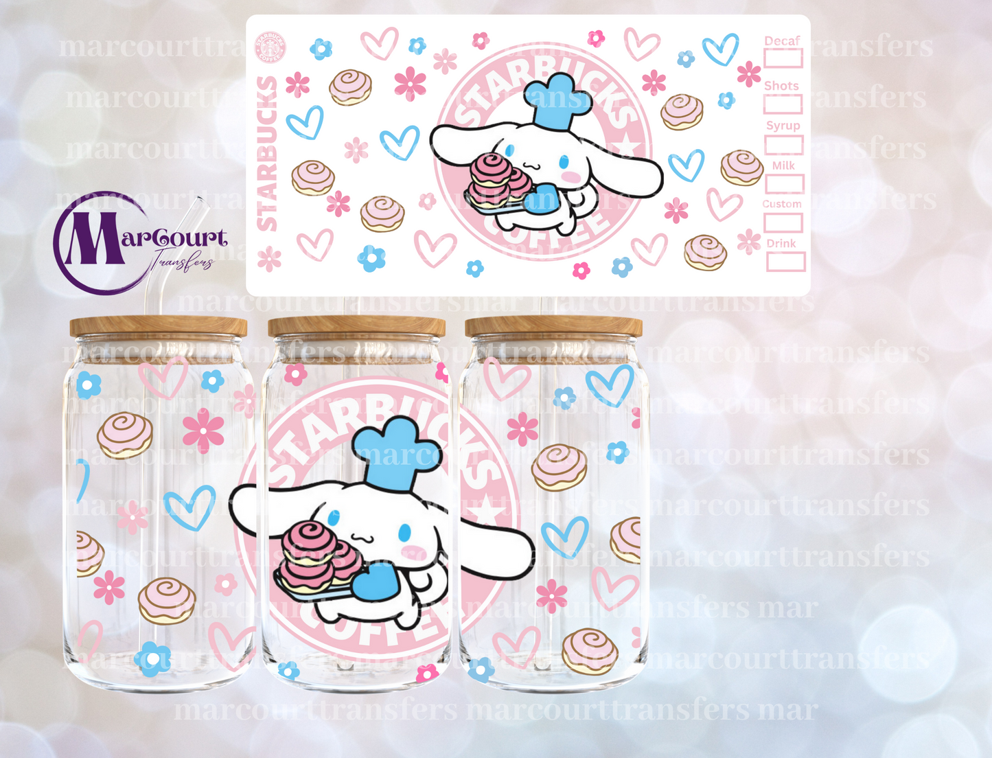 CINNAMOROLL PINK-16 0Z-UV DTF CUP WRAP