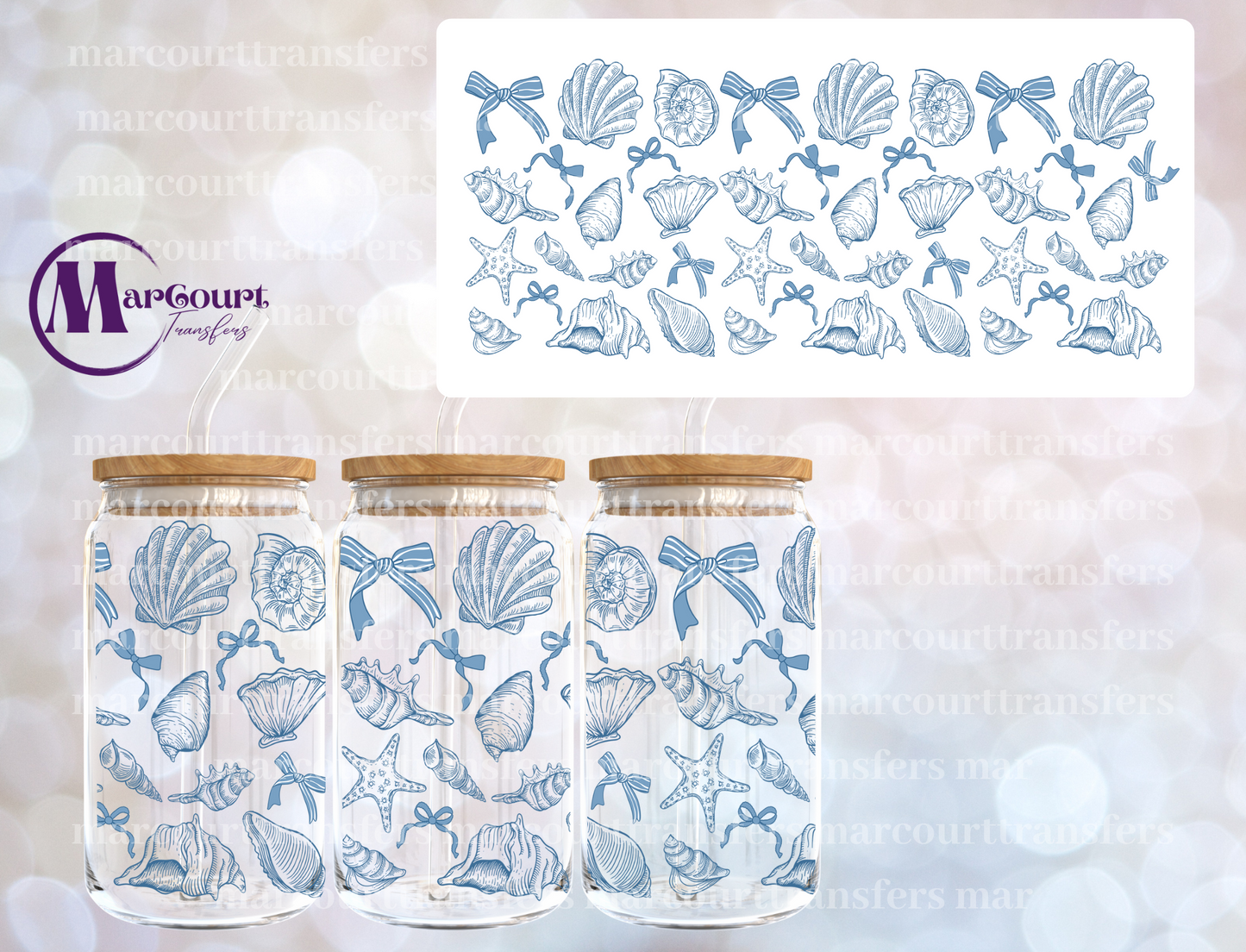 COASTAL SEASHELLS-16 0Z-UV DTF CUP WRAP