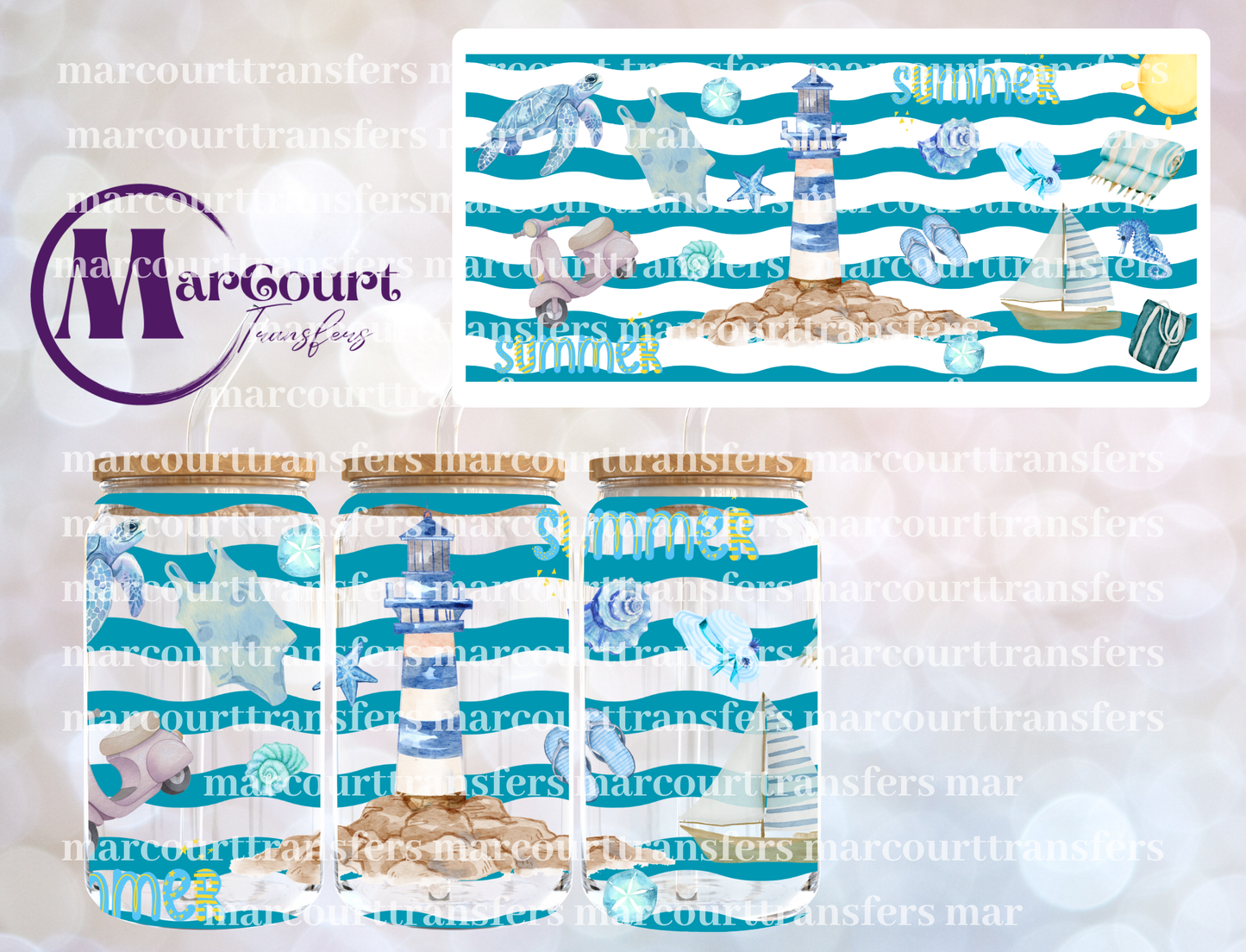 COASTAL SUMMER-16 0Z-UV DTF CUP WRAP