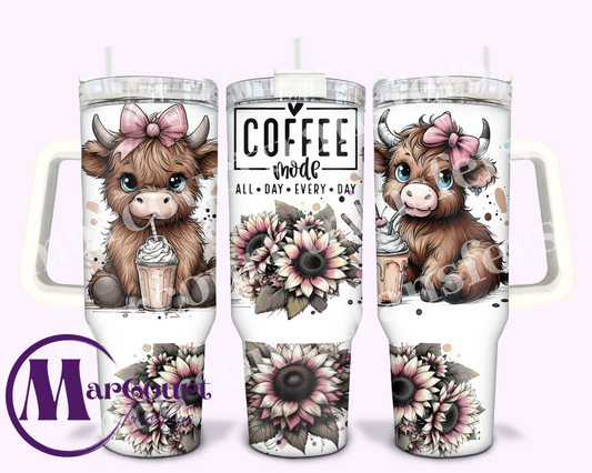 COFFEE MODE CUTE HIGHLAND-40 0Z-UV DTF CUP WRAP