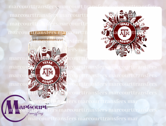 COLLEGE FEATHERS BOHO TEXAS A&M-DECAL-UV DTF CUP WRAP