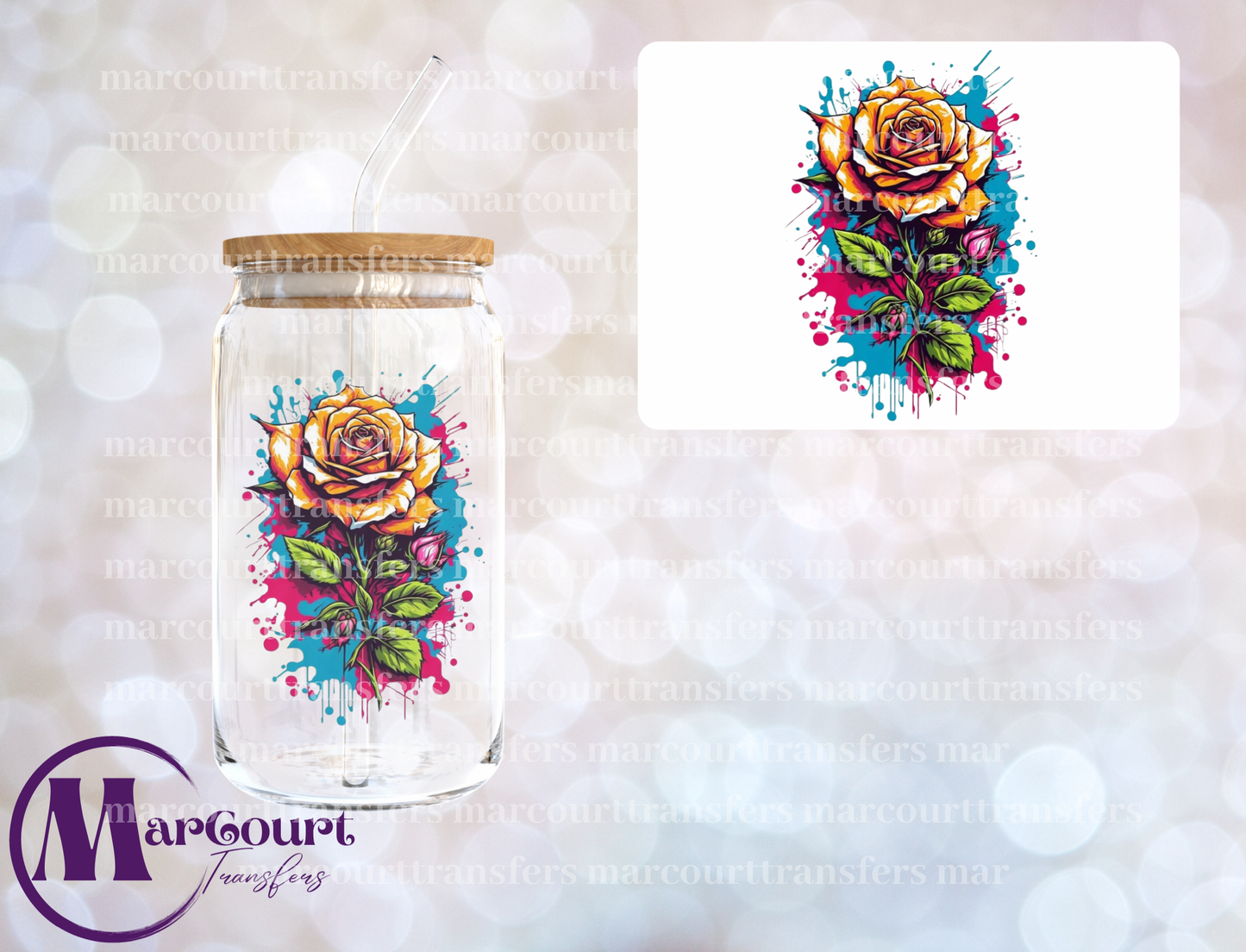 COLOR POP ROSE-DECAL-UV DTF CUP WRAP