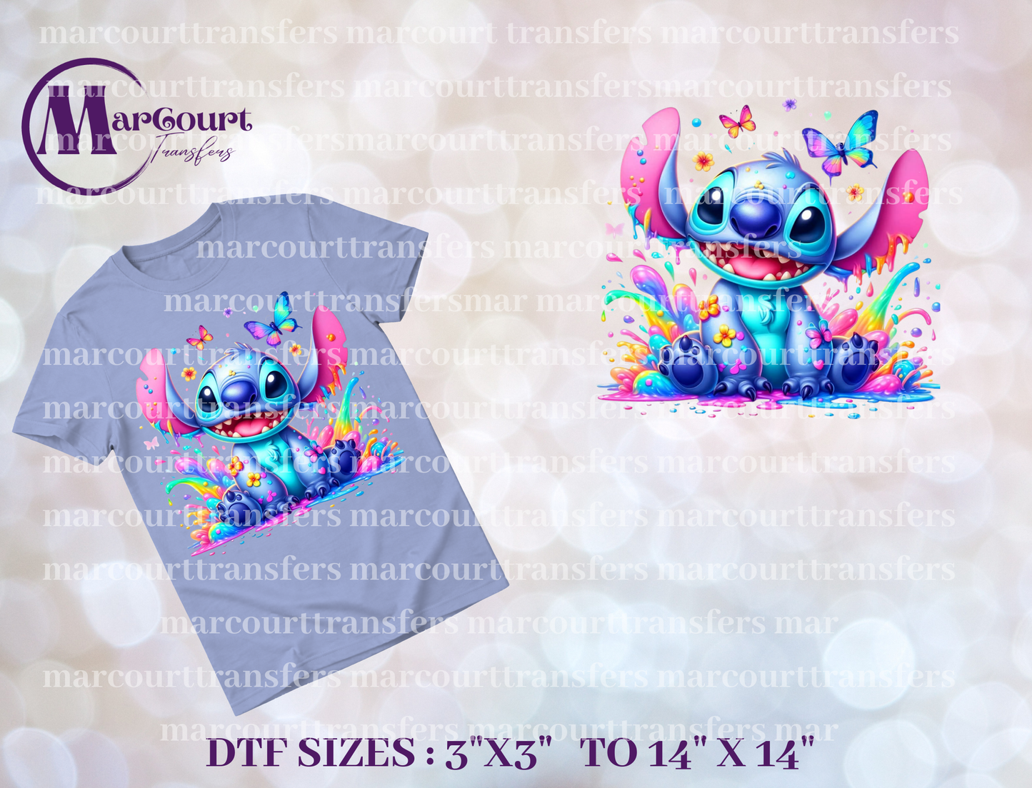 DTF-COLORFUL STITCH AND BUTTERFLIES