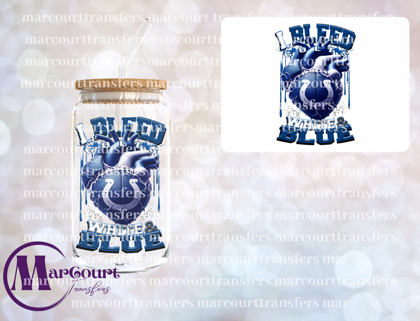 COLTS I BLEED WHITE AND BLUE-DECAL-UV DTF CUP WRAP