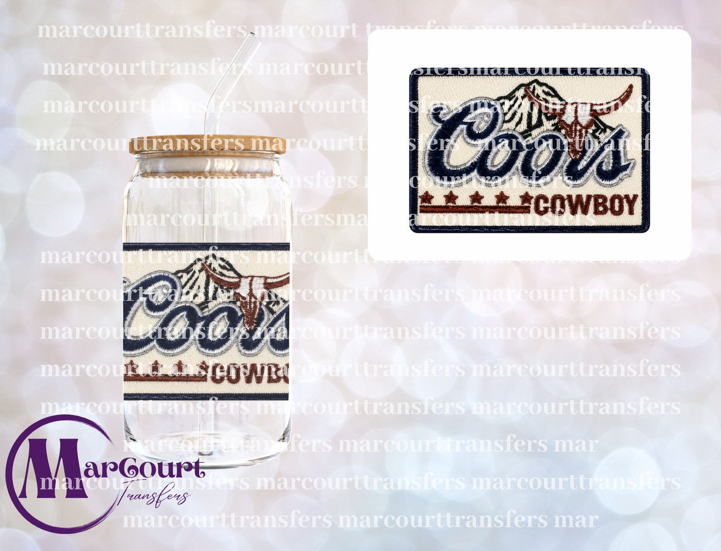COORS COWBOY FAUX PATCH-UV DTF CUP WRAP