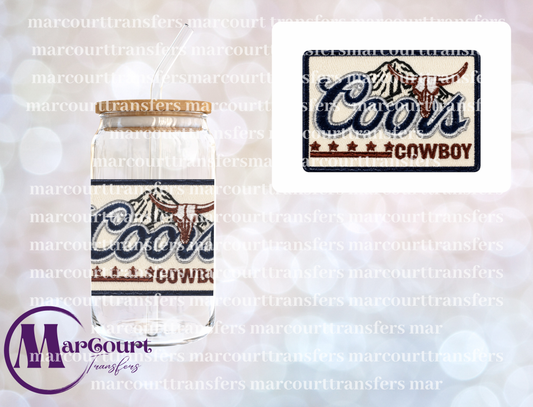 COORS COWBOY FAUX PATCH-UV DTF CUP WRAP