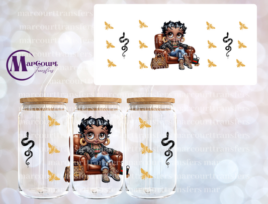 BETTY BOOP GUCCI-16 0Z-UV DTF CUP WRAP