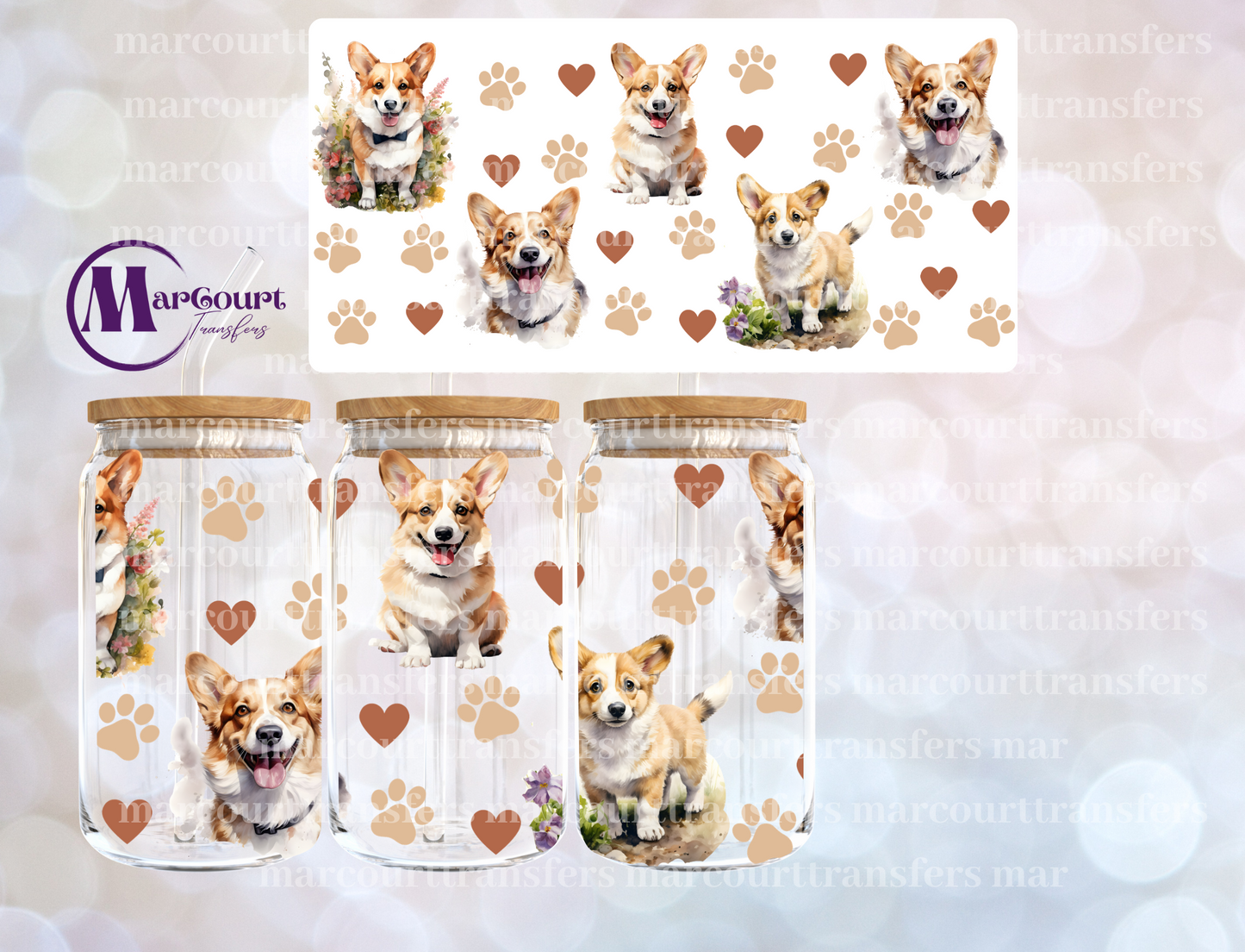 CORGIS-16 0Z-UV DTF CUP WRAP