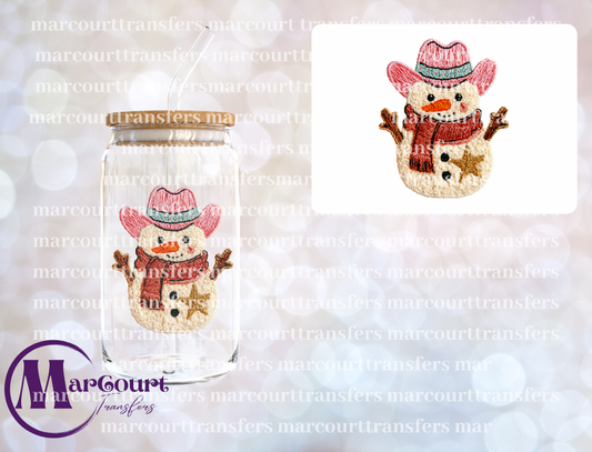 COUNTRY SNOWMAN FAUX YARN-DECAL-UV DTF CUP WRAP