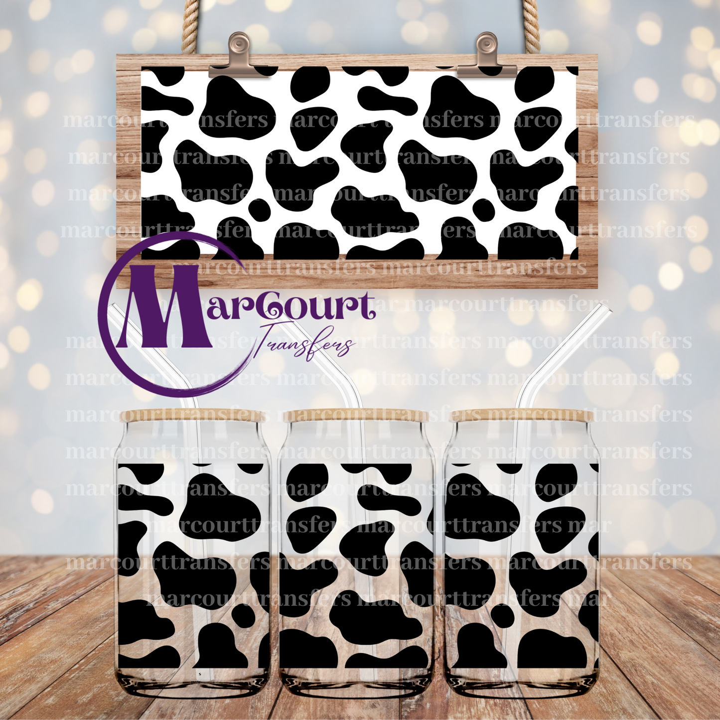 COW PRINT-16 0Z-UV DTF CUP WRAP