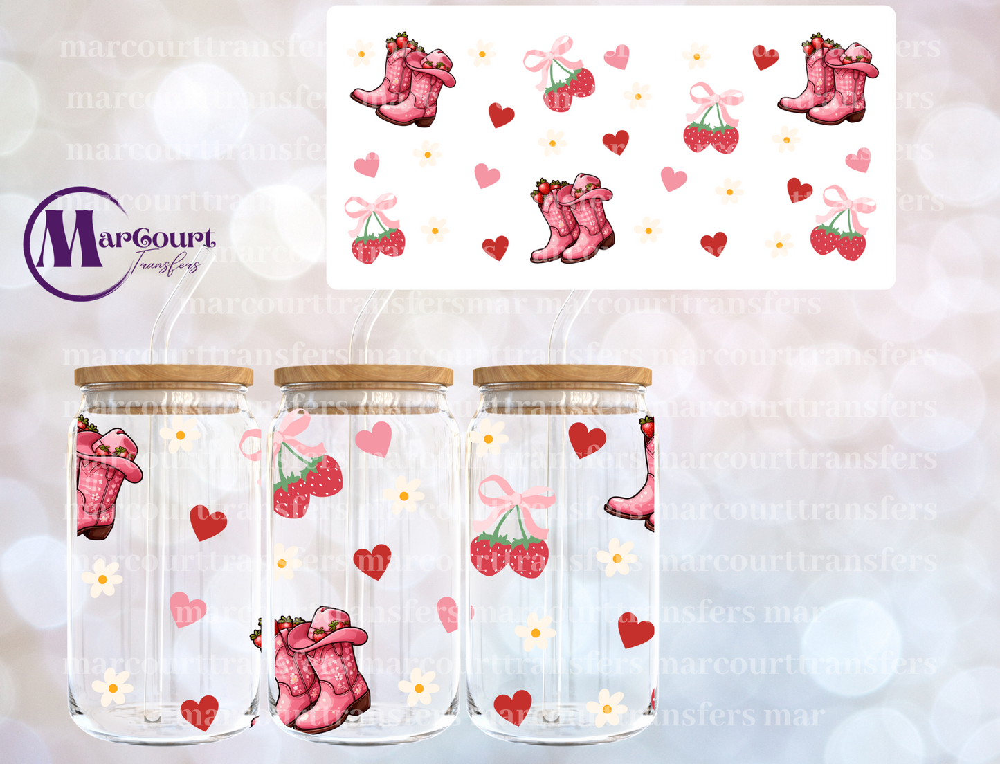 COWBOY BOOTS AND STRAWBERRIES-16 0Z-UV DTF CUP WRAP