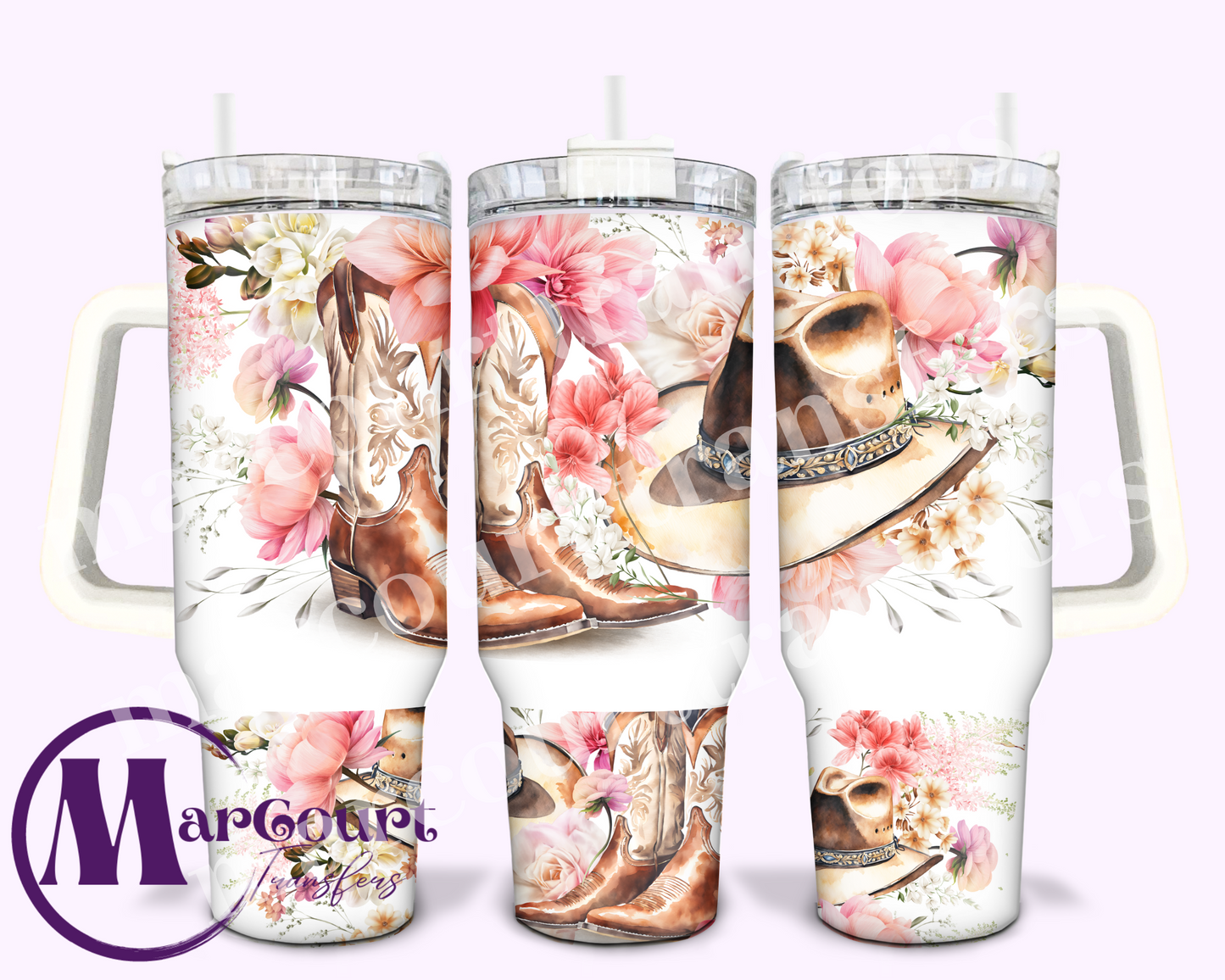 COWGIRL FLOWERS-40 0Z-UV DTF CUP WRAP