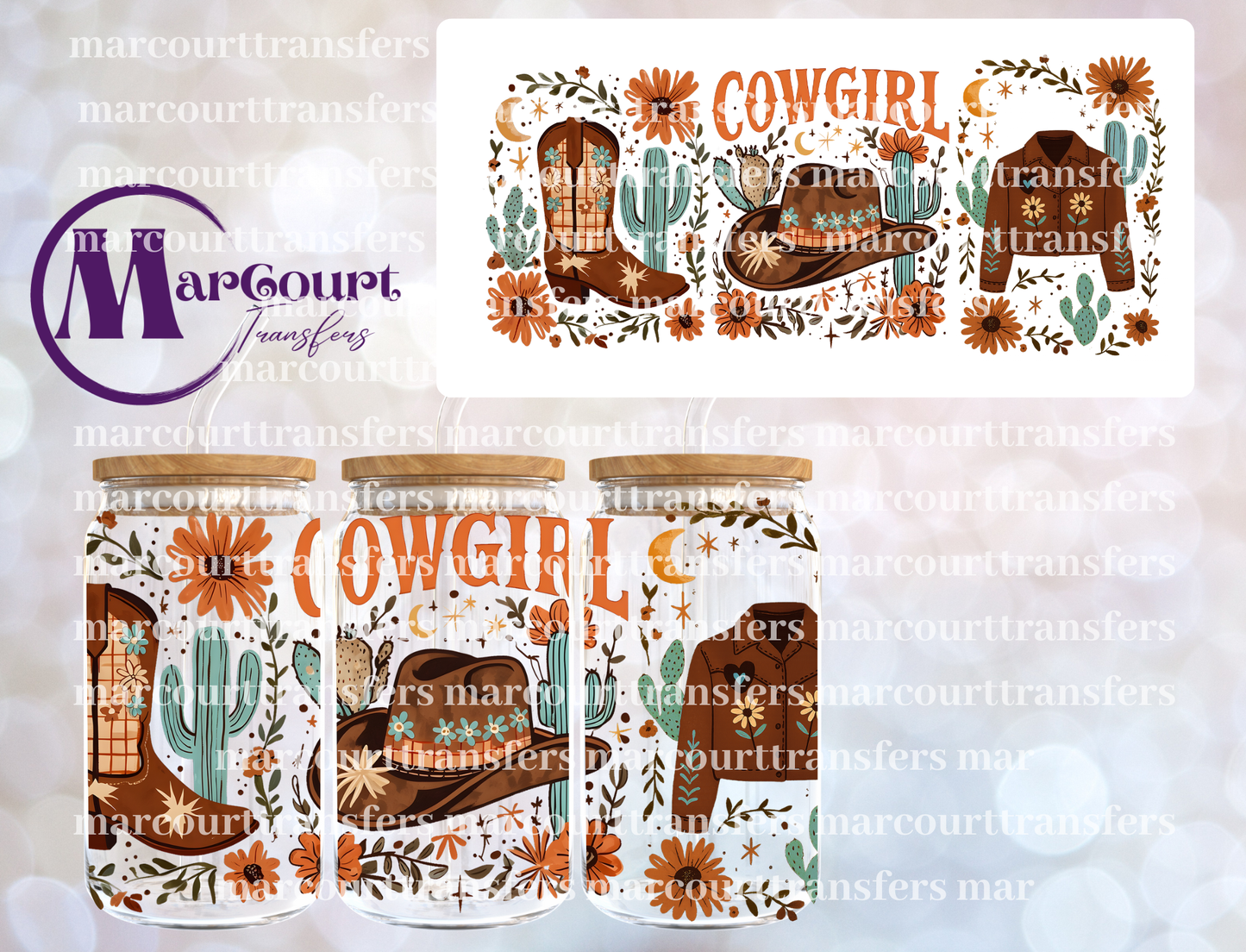 COWGIRL GET UP-16 0Z-UV DTF CUP WRAP