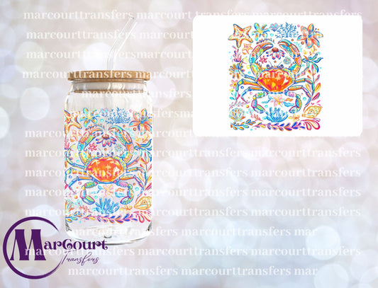 CRAB WATERCOLOR-UV DTF CUP WRAP